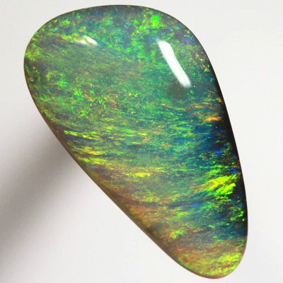 SOLID SEMI BLACK OPAL Bright sparkles of orange and green in an Iris pattern
